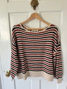 Crochet cotton striped sweater from LOFT